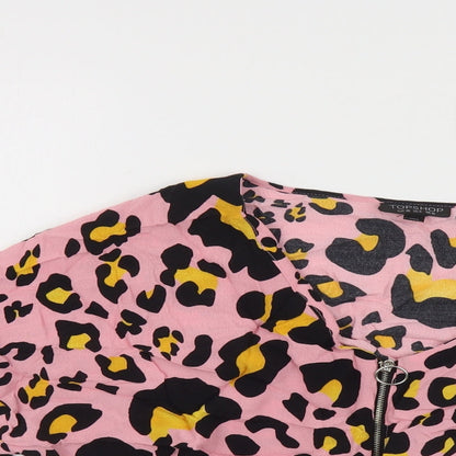 Womens UK Size 10 Topshop Pink Cropped Blouse