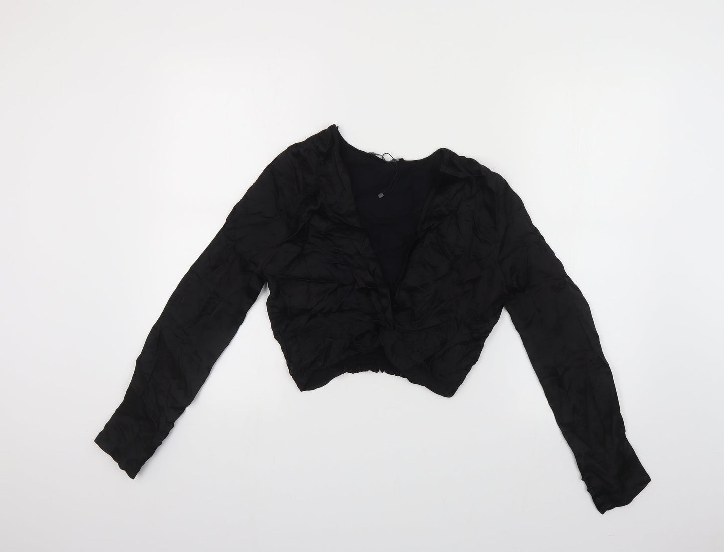 Womens UK Size M Zara Black Cropped Blouse