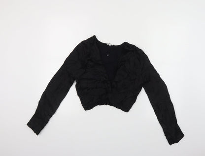 Womens UK Size M Zara Black Cropped Blouse