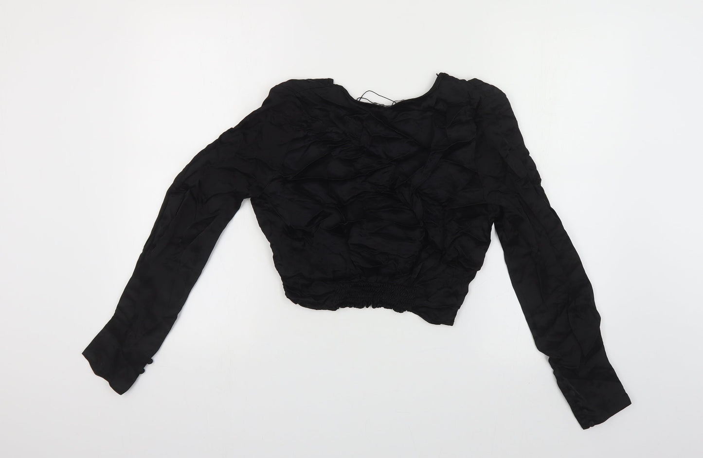 Womens UK Size M Zara Black Cropped Blouse