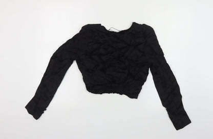 Womens UK Size M Zara Black Cropped Blouse