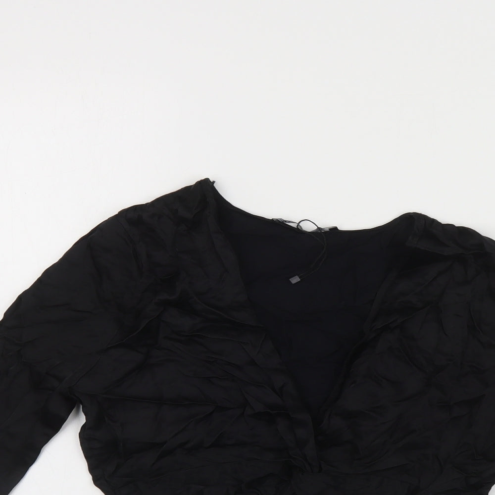 Womens UK Size M Zara Black Cropped Blouse