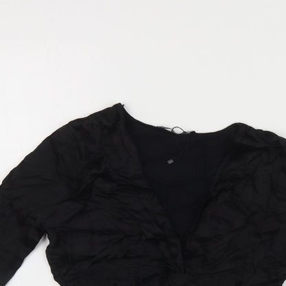 Womens UK Size M Zara Black Cropped Blouse