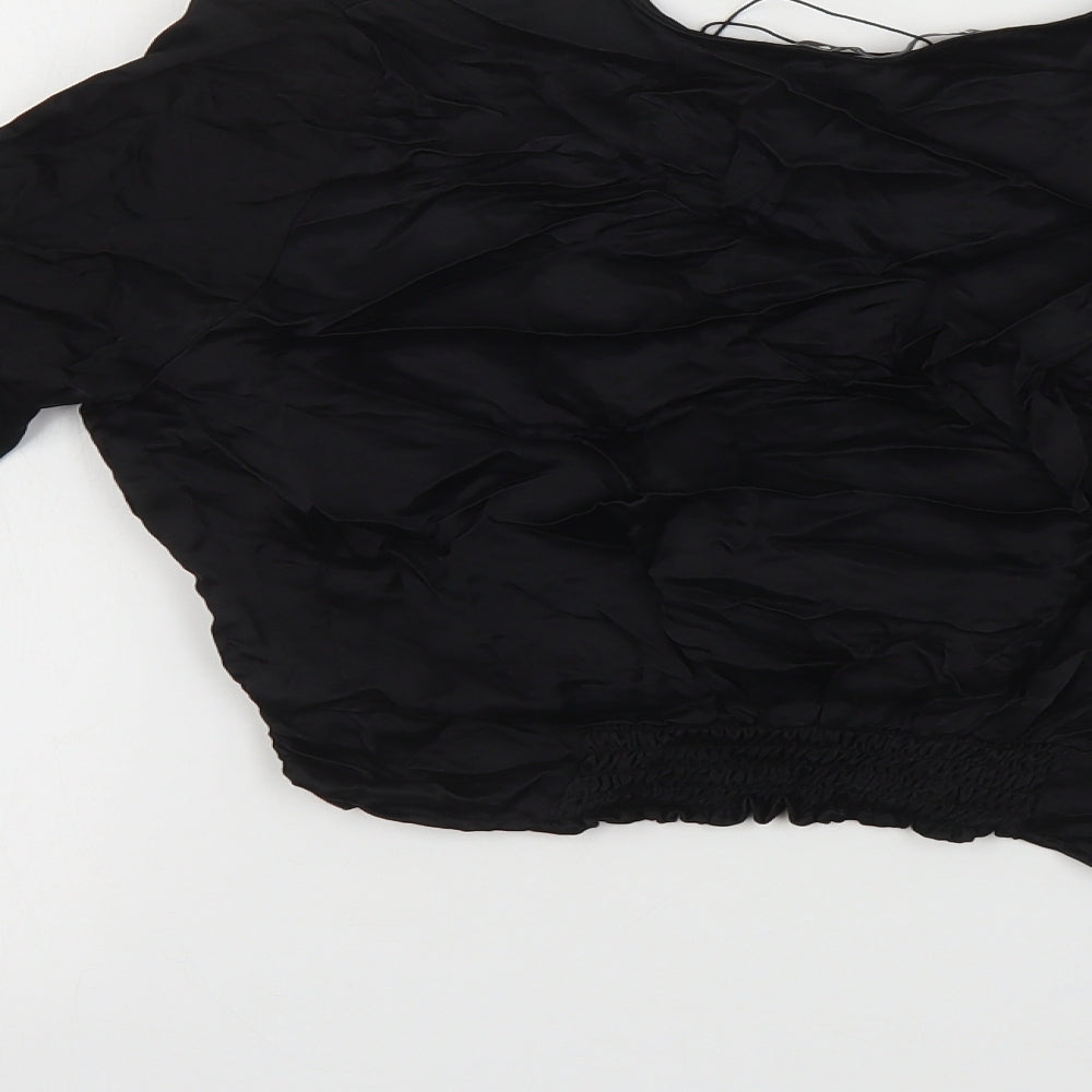 Womens UK Size M Zara Black Cropped Blouse
