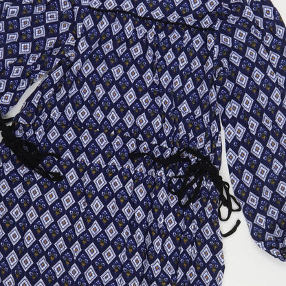 NEXT Womens Blue Geometric Viscose Kaftan Size 6 V-Neck Tie