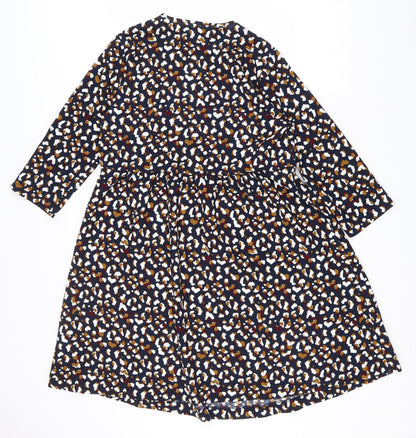 La Redoute Womens Black Geometric Polyester Fit & Flare Size 10 V-Neck Pullover