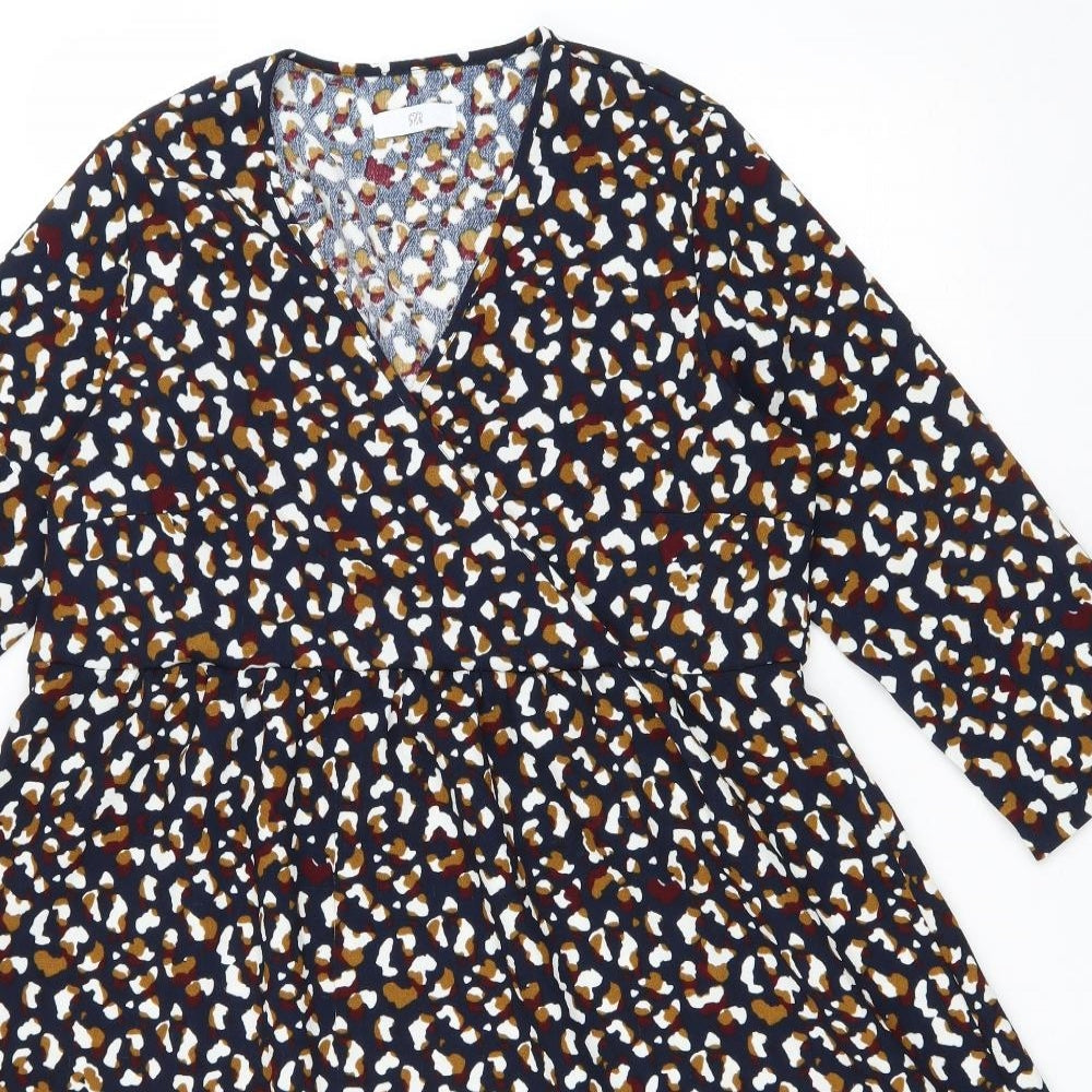 La Redoute Womens Black Geometric Polyester Fit & Flare Size 10 V-Neck Pullover