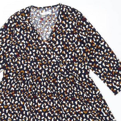 La Redoute Womens Black Geometric Polyester Fit & Flare Size 10 V-Neck Pullover