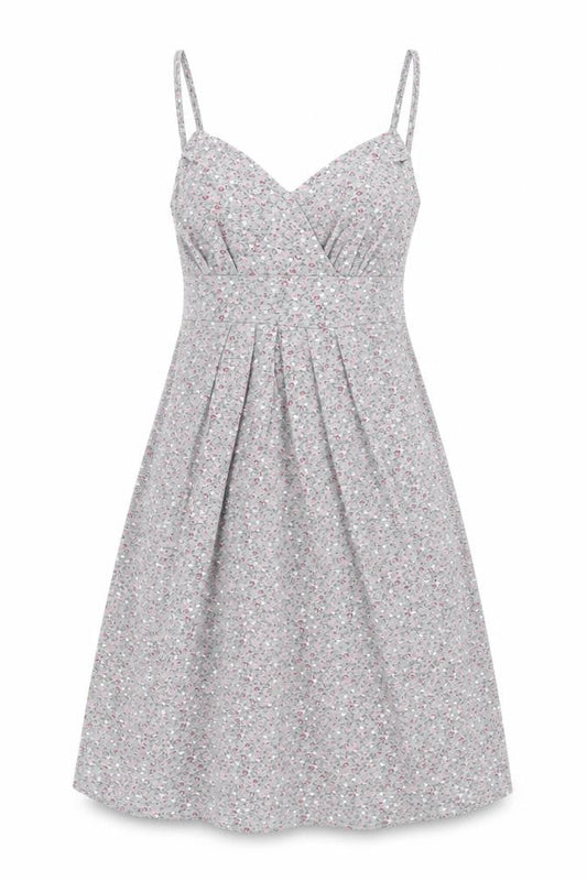 Yards Womens Grey Floral Patent Leather Tank Dress Size M V-Neck Pullover