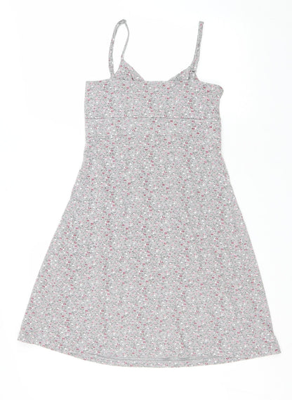 Yards Womens Grey Floral Patent Leather Tank Dress Size M V-Neck Pullover
