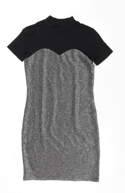 Noisy may Womens Silver Polyester Bodycon Size M High Neck Pullover