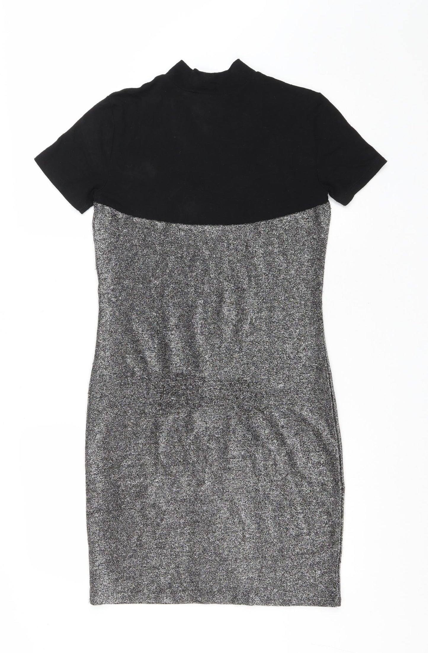 Noisy may Womens Silver Polyester Bodycon Size M High Neck Pullover