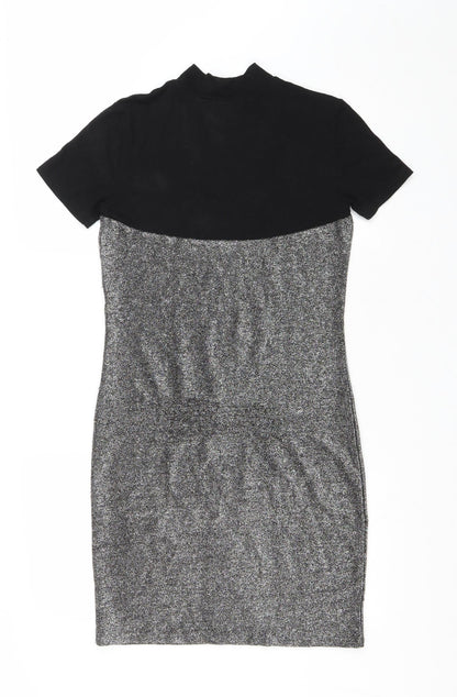 Noisy may Womens Silver Polyester Bodycon Size M High Neck Pullover