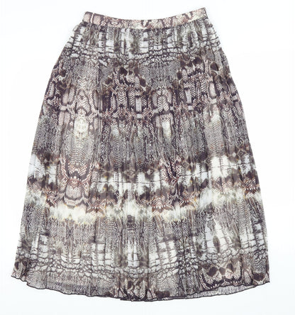 ASOS Womens Brown Animal Print Polyester Pleated Skirt Size 10 Zip - Snake Skin Print