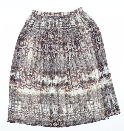 ASOS Womens Brown Animal Print Polyester Pleated Skirt Size 10 Zip - Snake Skin Print