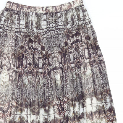 ASOS Womens Brown Animal Print Polyester Pleated Skirt Size 10 Zip - Snake Skin Print