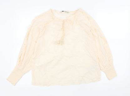Womens UK Size S Zara Ivory Basic Blouse