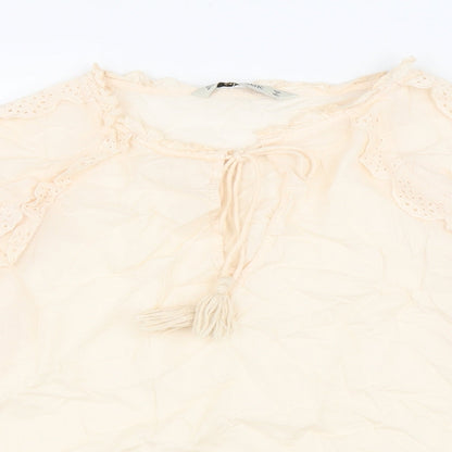 Womens UK Size S Zara Ivory Basic Blouse