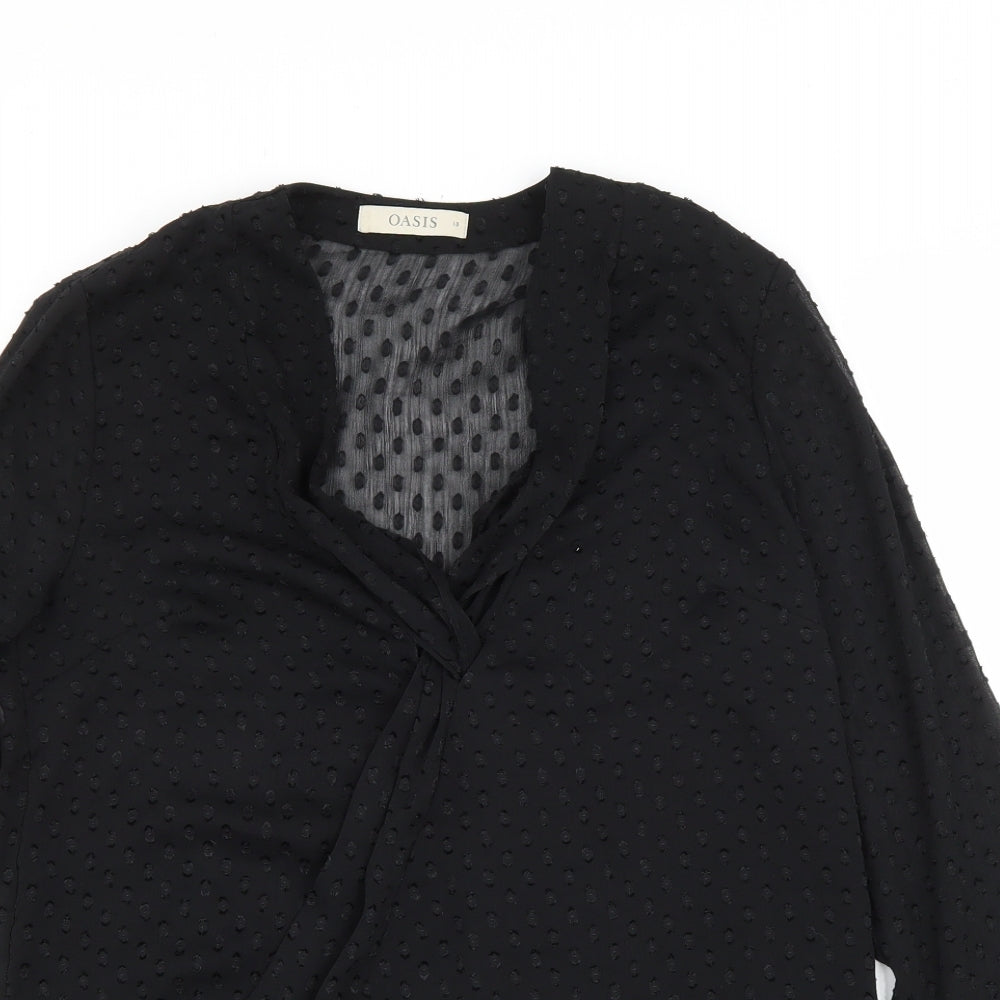 Womens UK Size 10 Oasis Black Basic Blouse