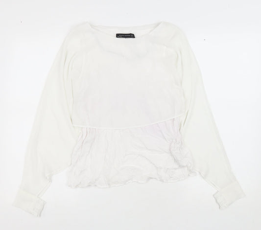 Womens UK Size M Zara White Basic Blouse