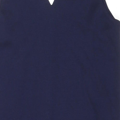 M&Co Womens Blue Polyester Pencil Dress Size 14 V-Neck Pullover