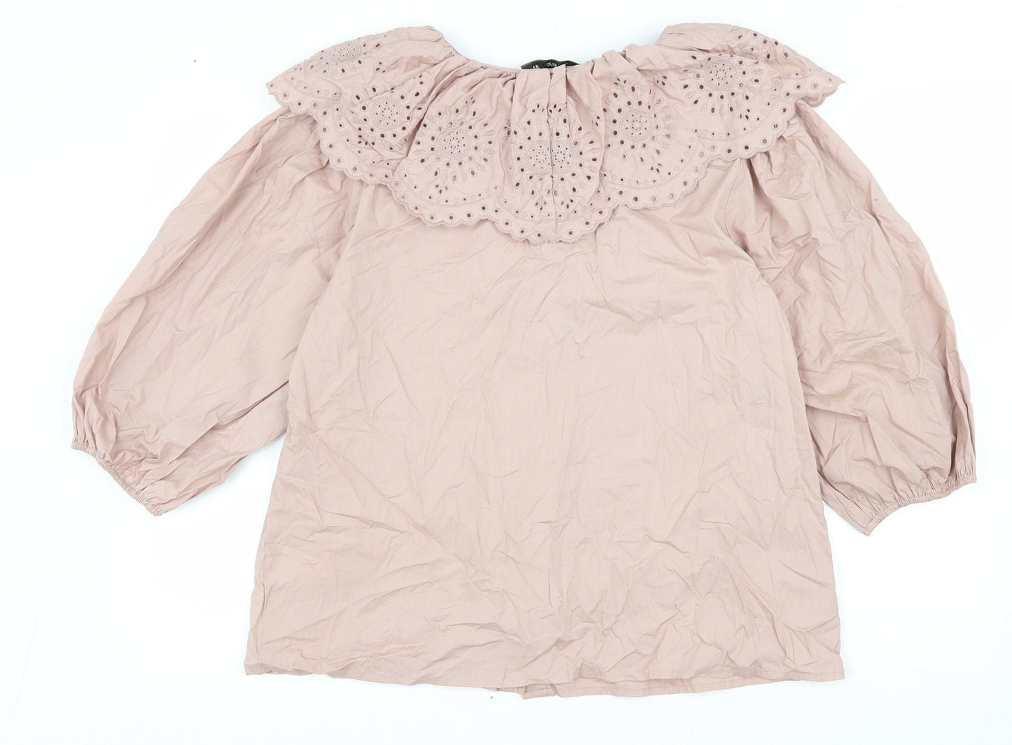 F&F Womens Purple Cotton Basic Button-Up Size 16 Round Neck -