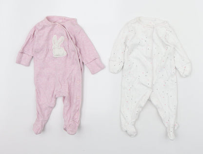 NEXT Girls Pink Geometric Cotton Bodysuit Outfit/Set Size 12 Months Snap - Bunny