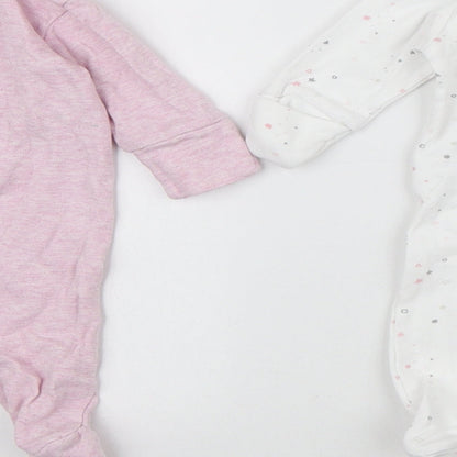 NEXT Girls Pink Geometric Cotton Bodysuit Outfit/Set Size 12 Months Snap - Bunny