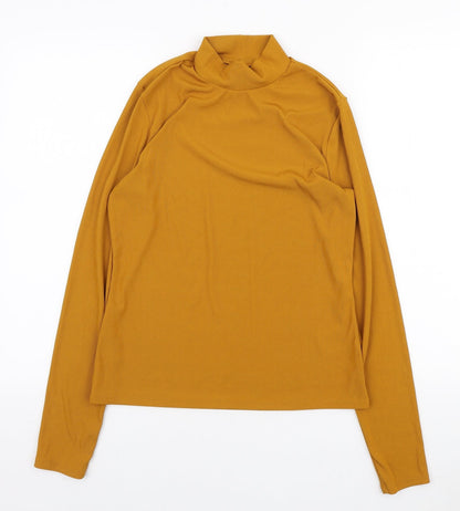 H&M Womens Yellow High Neck Polyester Pullover Jumper Size M