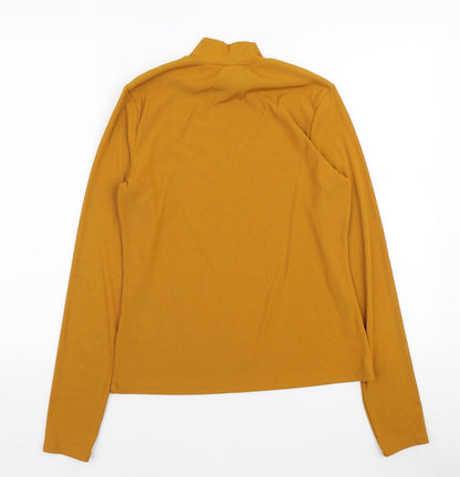 H&M Womens Yellow High Neck Polyester Pullover Jumper Size M