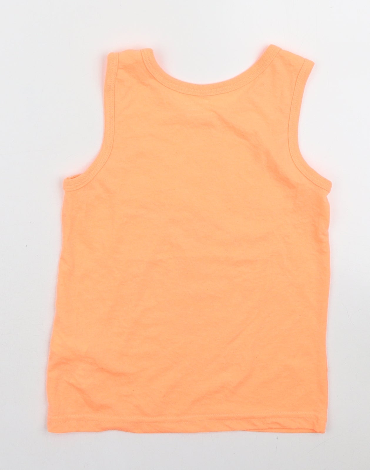 Primark Girls Orange Polyester Basic Tank Size 6-7 Years Scoop Neck Pullover - West Coast