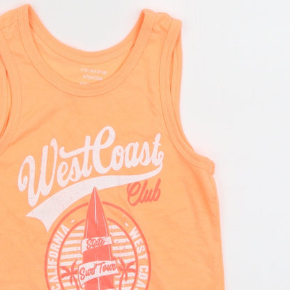 Primark Girls Orange Polyester Basic Tank Size 6-7 Years Scoop Neck Pullover - West Coast