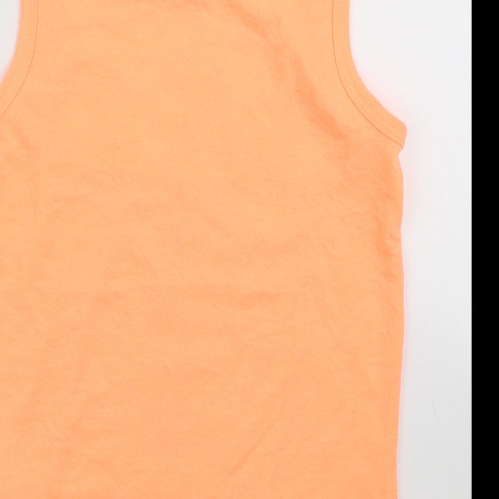 Primark Girls Orange Polyester Basic Tank Size 6-7 Years Scoop Neck Pullover - West Coast