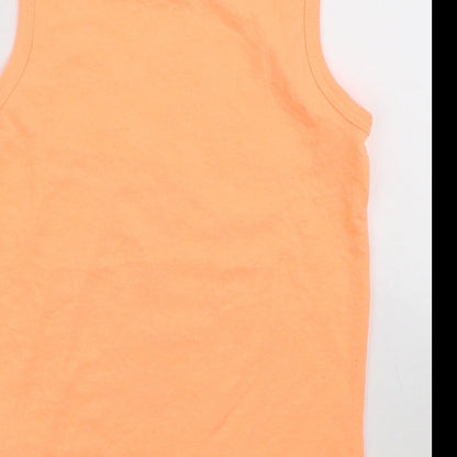 Primark Girls Orange Polyester Basic Tank Size 6-7 Years Scoop Neck Pullover - West Coast
