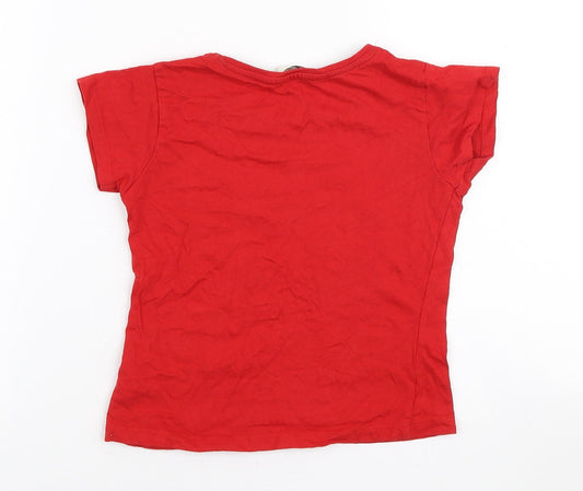 Miss Evie Girls Red Cotton Basic T-Shirt Size 6-7 Years Round Neck Pullover - Wales