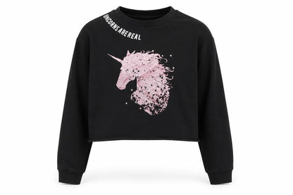 Primark Girls Black Cotton Pullover Sweatshirt Size 10-11 Years Pullover - Unicorns Are Real