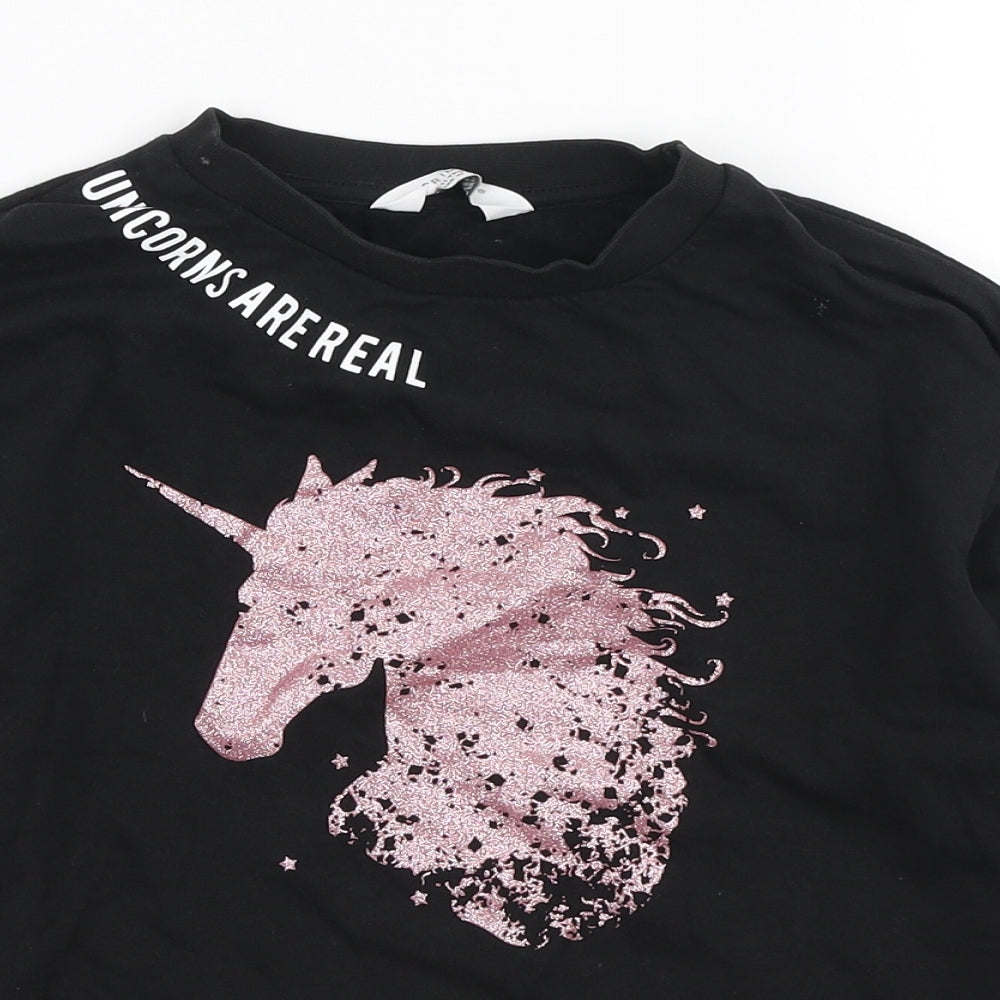 Primark Girls Black Cotton Pullover Sweatshirt Size 10-11 Years Pullover - Unicorns Are Real