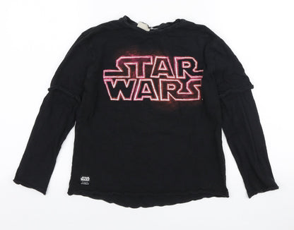 Zara Boys Black Cotton Pullover T-Shirt Size 8 Years Round Neck Pullover - Star Wars