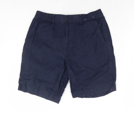 Uniqlo Womens Blue Cotton Chino Shorts Size 27 in L8 in Regular Zip