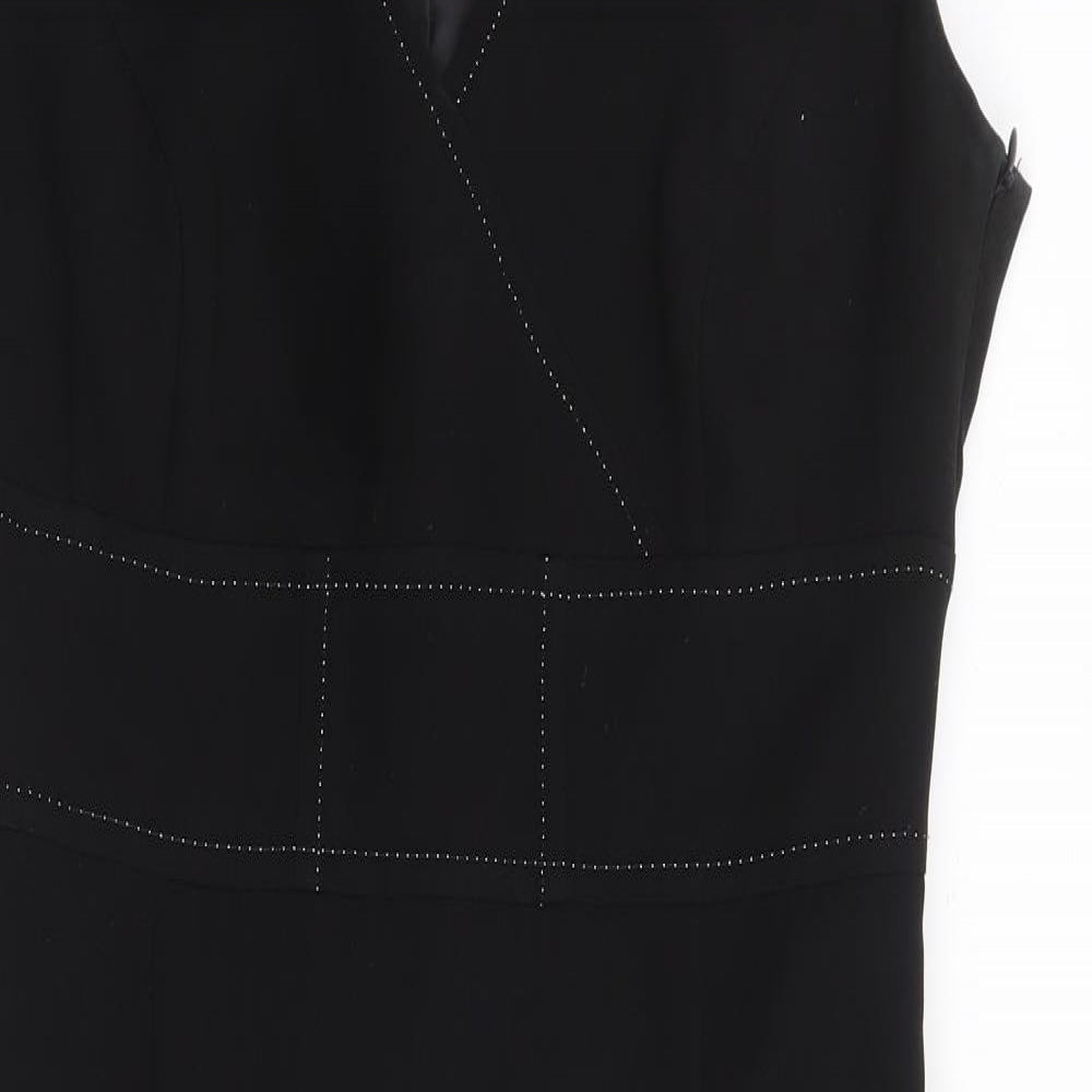 Marks and Spencer Womens Black Polyester A-Line Size 10 V-Neck Zip
