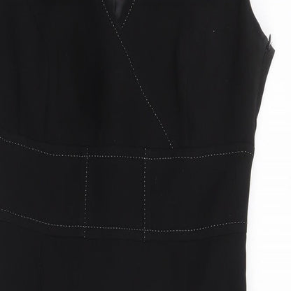 Marks and Spencer Womens Black Polyester A-Line Size 10 V-Neck Zip