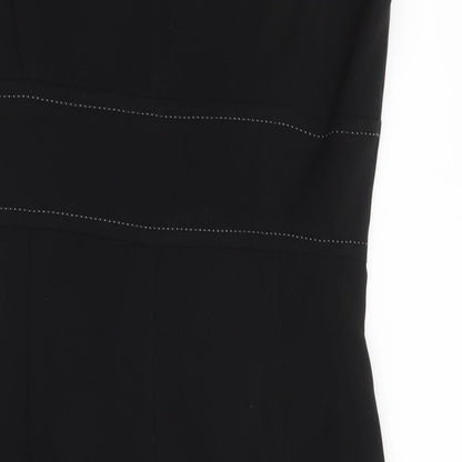 Marks and Spencer Womens Black Polyester A-Line Size 10 V-Neck Zip