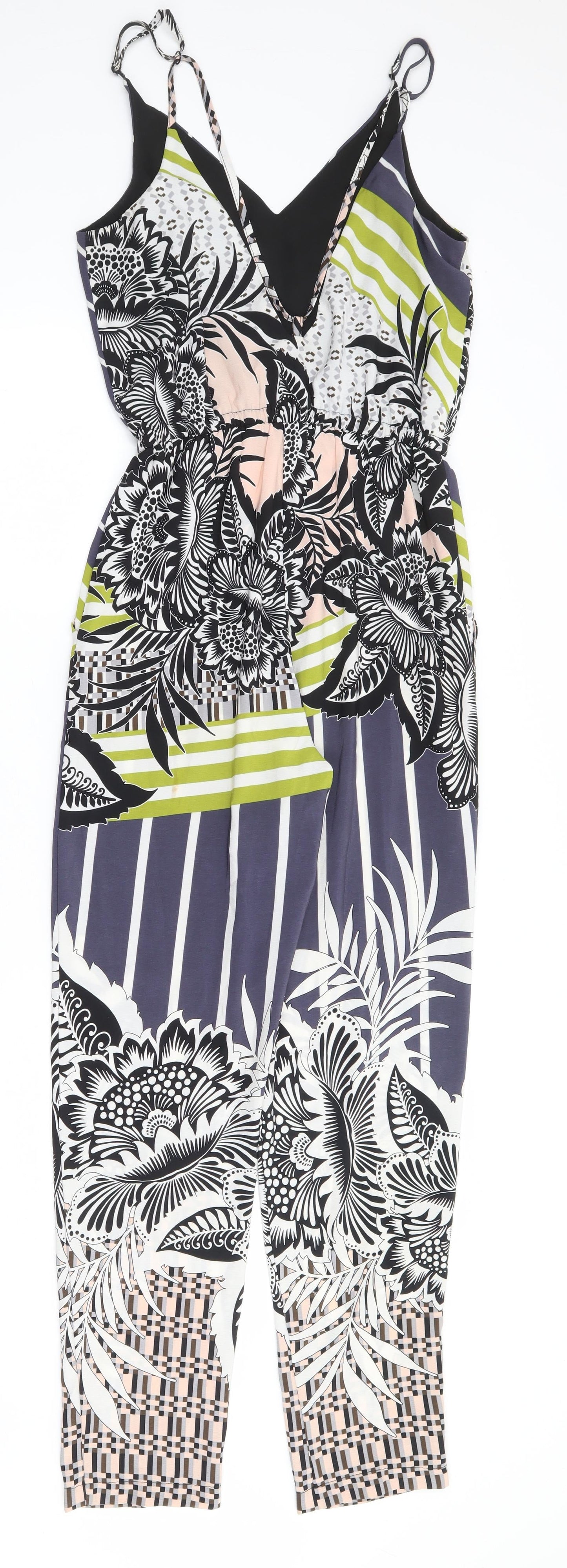 Topshop Womens Multicoloured Floral Polyester Jumpsuit One-Piece Size 6 L27 in Pullover