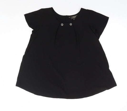 Lipsy Womens Black Polyester Basic Blouse Size 8 Round Neck