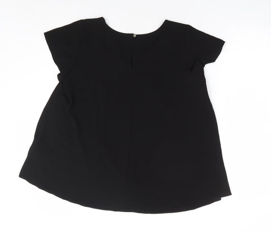 Lipsy Womens Black Polyester Basic Blouse Size 8 Round Neck