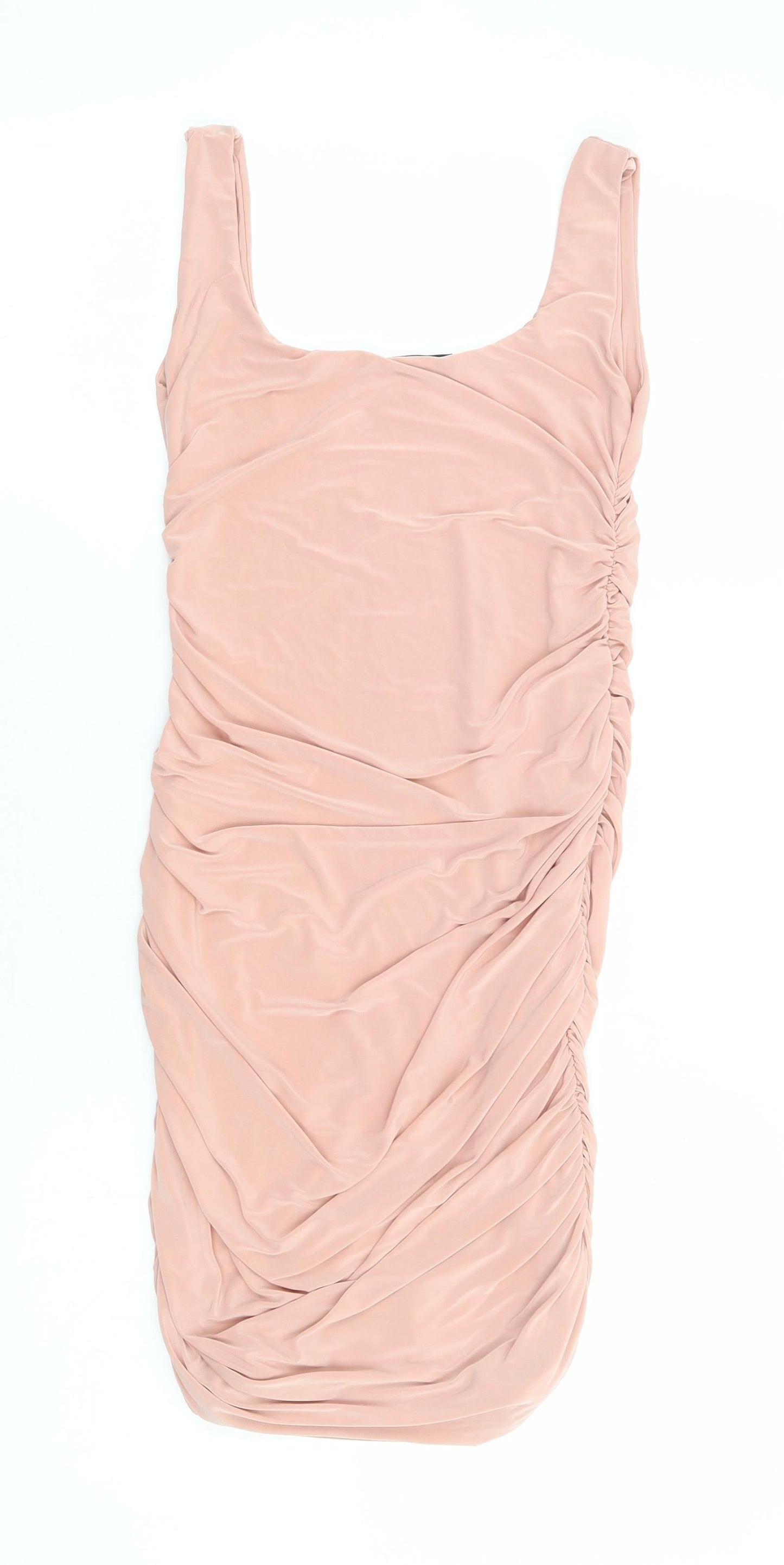 PRETTYLITTLETHING Womens Pink Polyester Bodycon Size 4 Square Neck Pullover