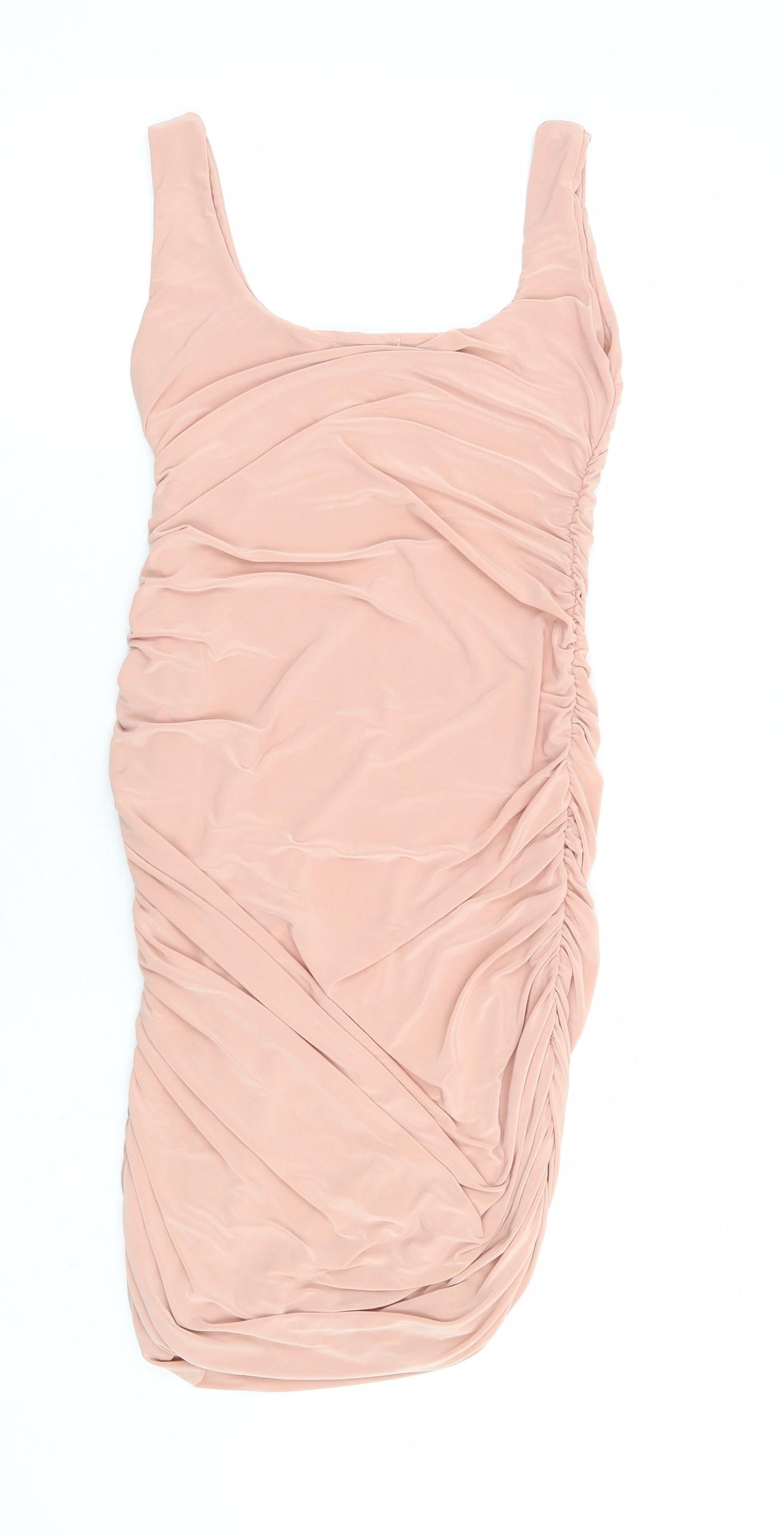 PRETTYLITTLETHING Womens Pink Polyester Bodycon Size 4 Square Neck Pullover