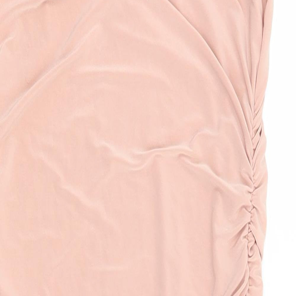PRETTYLITTLETHING Womens Pink Polyester Bodycon Size 4 Square Neck Pullover
