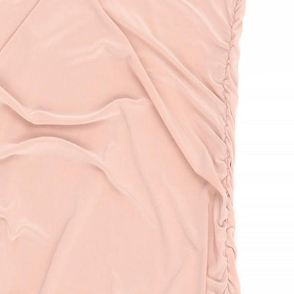 PRETTYLITTLETHING Womens Pink Polyester Bodycon Size 4 Square Neck Pullover