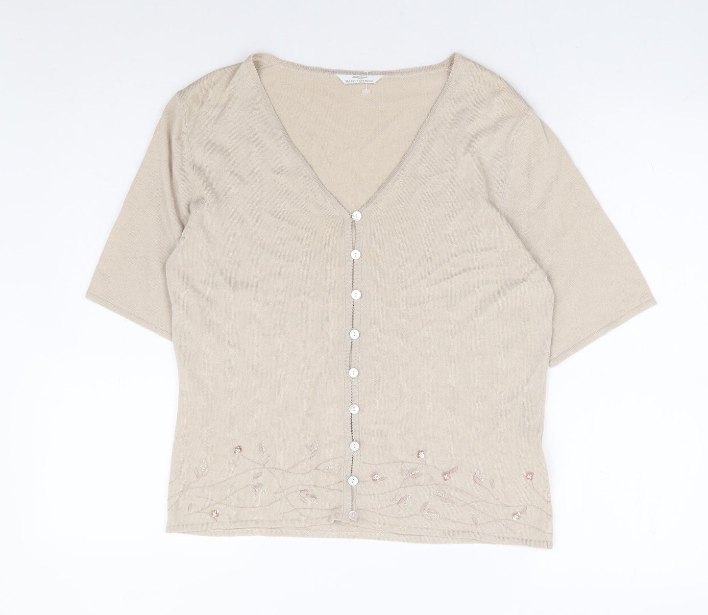 Womens UK Size 14 Marks and Spencer Beige Cardigan Jumper